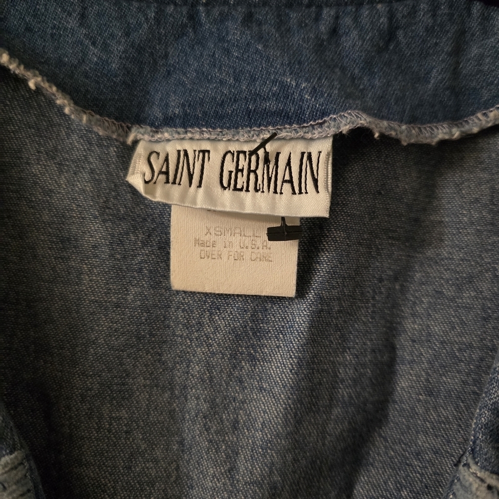 Denim Blue Embroidered Vest - Picture 2 of 3